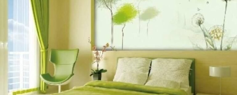 Lindos tons verdes para dar clareza ao quarto